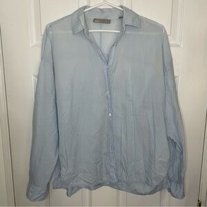 VINCE Light Blue Cotton Button Down Top Small